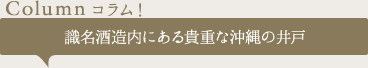 【Column コラム！】識名酒造内にある貴重な沖縄の井戸